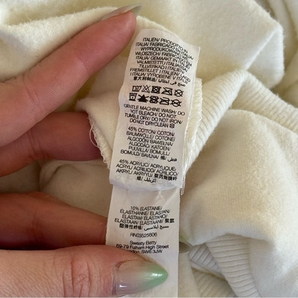 SWEATY BETTY Harmonise Luxe Fleece Pullover Sweatshirt Lily White - Picture 8 of 8